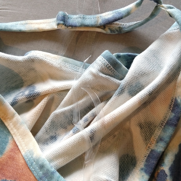 Blue Tie Dye Soft French Terry Cami Maxi Dress Plus Sized 2X - Picture 12 of 15